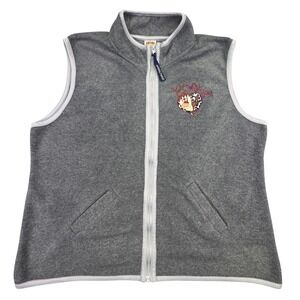 Vintage Looney Tunes Vest Women's XL Taz Tasmanian Devil Wild Heart Fleece Gray